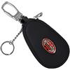 Ac Milan Portachiavi in Pelle in Box con Zip scomparto telecomando o chiave, con targhetta Logo Prodotto Ufficiale 141842, Nero
