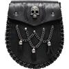 PithCogent Sporran For Kilt, da cintura medievale, da cintura in pelle con teschio gotico in rilievo con catena e nappe, Borsa a tracolla/vita convertibile - Nero