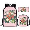 THKVSV Zaino con coniglio lavanda per ragazze e ragazzi carino set di libri per bambini studenti estetico leggero viola 43 cm zaino scuola e set per il pranzo, Rana Fragola, taglia unica, Zaino