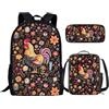 THKVSV Zaino con coniglio lavanda per ragazze e ragazzi carino set di libri per bambini studenti estetico leggero viola 43 cm zaino scuola e set per il pranzo, Gallo floreale, taglia unica, Zaino