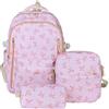 WMFASBAG Set di Zaini in Canvas con Stampa Fiocco per Studenti, Completo di Pranzo e Astuccio, Zaino Grande Capienza per Ragazze, Donne e Studentesse Universitarie,Perfetto per Uso Quotidiano Outdoor