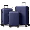 LEADZM Valigie Set 3 Pezzi, Set Valigie Rigide in PP (Blu marine) | 4x più resistente, Resiste fino a -35°C, Superficie anti-graffio, Luggage Suitcase Grande 23 kg