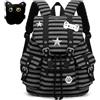 Syutokul Y2k Zaino, Kawaii Star Cat Zaino Grande Chiusura Magnetica & Multi-Tasche Retro A Righe Borsa per Scuola Viaggio