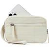 HYJMA Portafogli da polso da donna in nylon trapuntato RFID portafoglio con 3 cerniere borsa per viaggio, Beige, 7.5 x 1 x 5.1, Casual