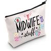 FUNYSO Borsa per Cosmetici per Tirocinante Ostetrica - Idea Regalo per Futura Ostetrica, Regalo di Ringraziamento (Midwife Stuff UK), Bianco