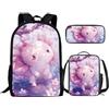 THKVSV Zaino con coniglio lavanda per ragazze e ragazzi carino set di libri per bambini studenti estetico leggero viola 43 cm zaino scuola e set per il pranzo, Carino Axolotl, taglia unica, Zaino