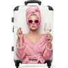 NoBoringSuitcases.com NoBoringSuitcases© Trolley Medio Valigia Media Rigida Da Viaggio Ruote | 67x43x25 cm - Valigie Leggere Stiva M Trolly Luggage Suitcase Leggerissimo Donna - Vino - Gafas