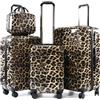 SUREVOY Set di valigie con motivo leopardato, dotato di ruote universali silenziose e trolley telescopico (Marrone(14+20+24+28))