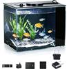 EQULIUS Piccolo acquario Betta da 4,6 l, set completo con illuminazione a LED e sistema di filtraggio, piccolo acquario da scrivania in acrilico, pompa silenziosa, per piccoli pesci, gamberetti, piante