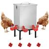 Hanured® Abbeveratoio per polli da 11 L, Abbeveratoio automatico in acciaio inossidabile con 4 vaschette, chiusura a scatto e supporto inferiore