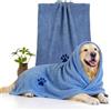Generic Asciugamano per animali domestici super assorbente in microfibra ad asciugatura rapida per cani e gatti, blu reale