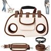 Gienslru Trasportino portatile e traspirante 2-in-1, borsa multifunzione per cani e gatti, trasportino pieghevole in rete con tracolla regolabile per cuccioli e gatti uso quotidiano e viaggi (Brown-S-A)