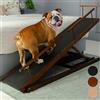 PRIORPET Rampa per Cani Letto con Sponde di Sicurezza - PRIORPET Scalette per Cani Letto - Legno di Betulla - Per Letti Alti Fino a 94.5 cm - Pieghevole - Antiscivolo - Per Cani Taglia Fino a 23kg - Noce