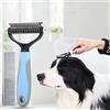 Generic Pettine a 2 lati per sgrassare e deshedding per cani e gatti, versatile spazzola districante per il sottopelo per spargimento, strumento per rimuovere peli opachi e peli, rastrello per la toelettatura