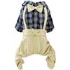 Izefia Camicia per Cani Vestiti Camicia Scozzese Papillon 4 Gambe Camicia Casual Generale Fresco Gilet Autunnale Estivo per Cane Piccola Taglia Blu-Nero,XXL