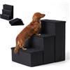 Relaxdays Scala per cani pieghevole 3 gradini con vano portaoggetti, nera | 48x40x54 cm, rivestimento in tessuto