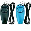 Generic Fischietto clicker per addestramento cani 2 in 1 (blu + nero) - Confezione da 2 con cordino nero, universale per cuccioli, gatti, cavalli e piccoli animali, strumento efficace per addestramento