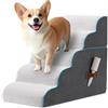 Kohentact Scaletta per Cani e Rampa per Letto Alto e Divano, 33-61 cm Scala Rimovibile per Cani Piccoli e Medi, Schiuma 40D Robusta, Antiscivolo, Rivestimento Lavabile con Rullo Levapelucchi, Grigio