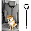 Generic Cintura di sicurezza per cani per auto, imbracatura retrattile per cani con guinzaglio ad anello per poggiatesta, gamma anelli 45-60 cm, corda lunga di sicurezza 45-75 cm, materiale poliestere, nero