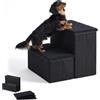 Relaxdays Scaletta per cani 2 gradini, pieghevole, vano portaoggetti, nera | 32x40x35cm, rivestita in tessuto