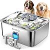 Kastty Fontana d'acqua per cani in acciaio inox da 15 l, fontana di grande capacità per animali domestici, luce a LED silenziosa, tripla filtrazione, senza BPA, dispenser automatico per cani, facile