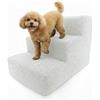 Muralo Scaletta per Cani di Piccola Taglia e Gatti - Scala 30 cm con 3 Gradini, Antiscivolo, Fino a 17 kg, Tessuto Bouclé Lavabile, Accesso a Letto, Divano e Poltrona (Crema)