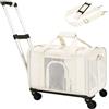 BELLA & PAL Trasportino per Gatti con Ruote 45x28x28 cm | Trolley per Gatti e Cani di Piccola Taglia | Borsa Plegabile Omologata per Aereo con Carrello Staccabile, Cerniere Auto-Lock