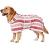 Generic Accappatoio per cani ad asciugatura rapida, strisce multicolori, rosa, beige, foglia di tè, grigio, bianco, nero, marrone, S, M, L, XL, chiusure regolabili (L)