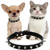 Enjoying Collare per Cani a Spillo Spiky Cat Collare in Pelle Regolabile Collare per Animali Domestici Collare a Spillo per Gattino, Nero Extra Piccolo
