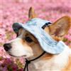 Generic Cappello per animali domestici con fori per le orecchie, protezione solare per cani, regolabile, per esterni, viaggi, protezione solare, sport, per cani di piccola e media taglia, gatto (blu, S)