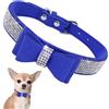 YOUALSO Collare per cani con strass e papillon, grazioso nodo di cristallo, collare per cuccioli di taglia XXS, XS, S, M, L, per ragazze, cani, donne, gatti, blu, S