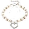 Generic Collari di perle e perle per cani e gatti di piccola taglia, grazioso collare in pelle PU con strass di cristallo per cani, gatti, cuccioli, gattini, feste, matrimoni, compleanni