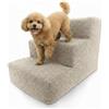 Muralo Scaletta per Cani di Piccola Taglia e Gatti - Scala 30 cm con 3 Gradini, Antiscivolo, Fino a 17 kg, Tessuto Bouclé Lavabile, Accesso a Letto, Divano e Poltrona (Beige)