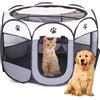 EUBSWA Recinto Cani da Interno, 74x74x43cm Recinto per Gatti, Box Pieghevole per Cane, Gabbia per Gatto Esterno, Box per Cucciolo Gattini Conigli, Grigio