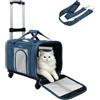 BELLA & PAL Trasportino per Gatti con Ruote 45x28x28 cm | Trolley per Gatti e Cani di Piccola Taglia | Borsa Plegabile Omologata per Aereo con Carrello Staccabile, Cerniere Auto-Lock