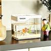 Generic Mini acquario Betta da tavolo, 1,7 galloni trasparente con coperchio, serbatoio acquatico leggero e portatile, piccolo habitat di allevamento, ornamento decorativo moderno per casa ufficio scrivania