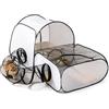 Umllpet Recinto per Gatti Tunnel Staccabile | Grigio 100x50x70cm pieghevole portatile rete traspirante per casa viaggi campeggio cuccioli piccoli animali