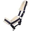 JA Horse JA4020 - Cavezza per pollaggi con fodera in pelliccia, morbida, foderata, in finta lana, regolabile in 3 posizioni, per giovani pollaggi (blu navy, full)