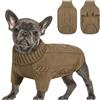 Queenmore Maglione Per Cani Di Piccola Taglia Maglia A Trecce Per Il Freddo | Classico Dolcevita Spesso E Caldo, Cappotto Cane Antivento Per Chihuahua, Bulldog, Bassotto, Carlino (Marrone Chiaro, L)