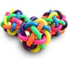 Keysui 1 PCS Woven Colorful Ball Dog Puppy Pet Rubber Funny Toy Playing Chew Globe Size S