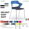 SEIPO DELIGHT SOFT DE0061C sedia visitatore impilabile imbottita telaio 4 gambe cromate SEIPO ECOPELLE D2