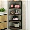 BAKAJI Scaffale Angolare 5 Ripiani Metallo Legno Libreria Angolo Multiuso 40x120 Nero