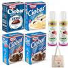 JOYTALY Cameo Ciobar KIT 4 GUSTI di Cioccolata Calda con: Cioccolato Classico, Cioccolato Fondente, Cioccolata Bianca e Cioccolata Zero Zuccheri Aggiuntni 76g+ 2 Panna Chef spray+ Joytaly bag