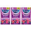 Tetley Super Fruits Boost - Confezione da 20 bustine di tè al mirtillo e lampone, confezione da 3