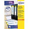 Avery Italia L4760-25 Etichette adesive in carta coprente per raccoglitori, 25 fogli A4, rettangolari 192x38mm, 7 etichette per foglio, adesivo permanente, stampanti laser e inkjet