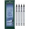 Faber-Castell Penna roller a inchiostro 0, punta da 0,7 mm, confezione regalo con busta, cancelleria per ufficio, lavoro, casa, ecc. - Confezione da 4 (Nero)