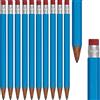 noTrash2003 10 matite a pressione in plastica effetto legno con gomma da cancellare all'estremità del fusto, con 1 mina da 0,7 mm, per scuola, ufficio, casa e università, in 6 colori (blu)