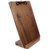 KEONOV Portablocco in legno massiccio con supporto, porta menù in legno per ristoranti, supporto da tavolo, porta ricevute per banconi da bar, portablocco autoportante A4 con clip in metallo ad alta capacità