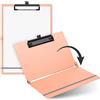 SAX Portablocco pieghevole, pompelmo, Clipboard, A4 su A5, formato verticale e orizzontale, ideale per viaggi e affari, per 30 fogli, con fascia elastica di chiusura e passante per penna, durevole e