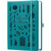 HwxBen Ricettario da Scrivere A5 con Copertina Rigida - Quaderno Ricette da Compilare, Libro di Cucina Personalizzato, Meal Prep Libro, Organizzatore per Ricette e Menu Settimanali- Verde acqua
